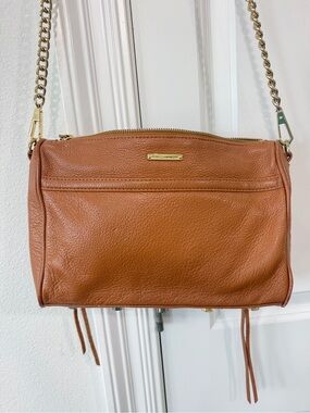 Rebecca Minkoff Tan Pebbled Leather Chain Strap Crossbody